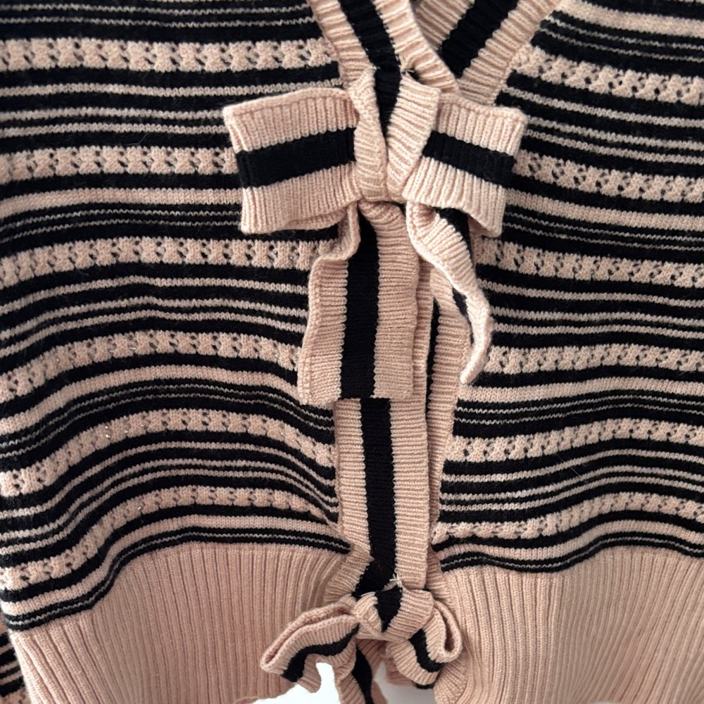 She + Sky Pink and Black Striped Cardigan - Picture 3 of 3